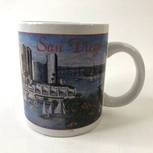 San Diego Coffee Cup City Scene Mug Nautical Harbor Sailboat Architecture 8 Oz